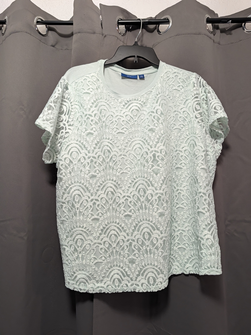 Apt. 9 Mint Lace Overlay Short Sleeve Tee